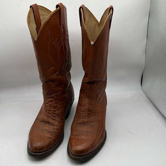 CEBU  rare men vantage Western  Boots Men Brown Leather Toe Pull-on size 8.5 - Picture 1 of 10